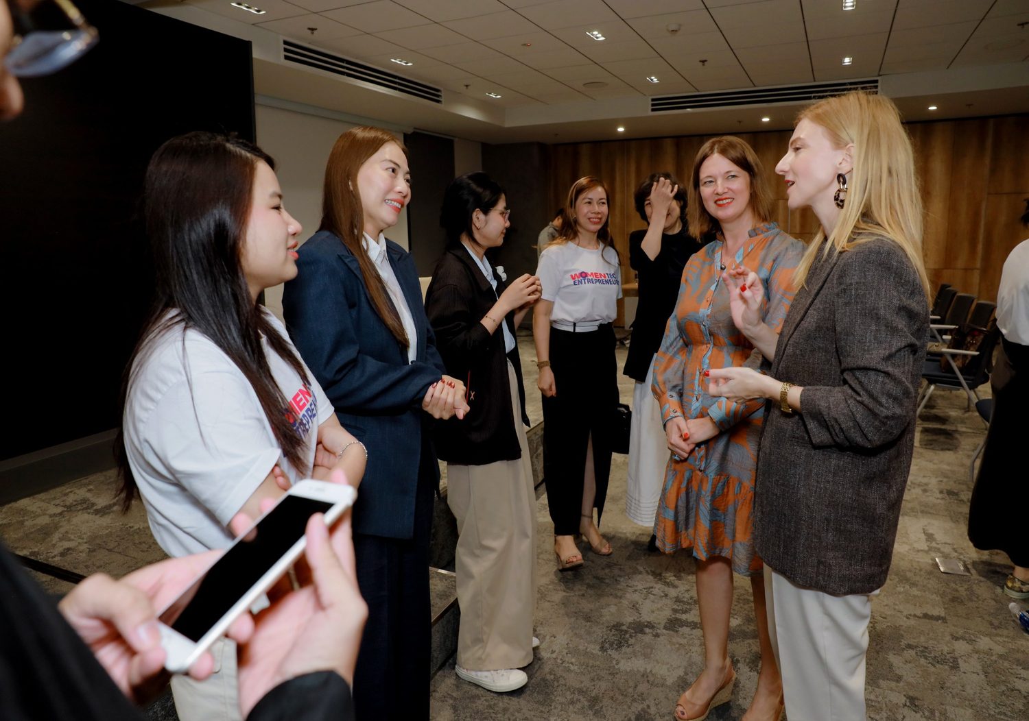 Women in Tech networking conversation